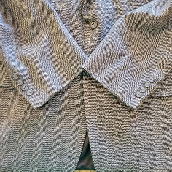 Bert Pulitzer Blazer Jacket Mens 46 R Gray Herringbone Wool Camel Hair Academia - Picture 7 of 15